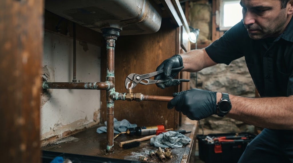 burst pipe repair Voorhees NJ copper and PEX plumbing line